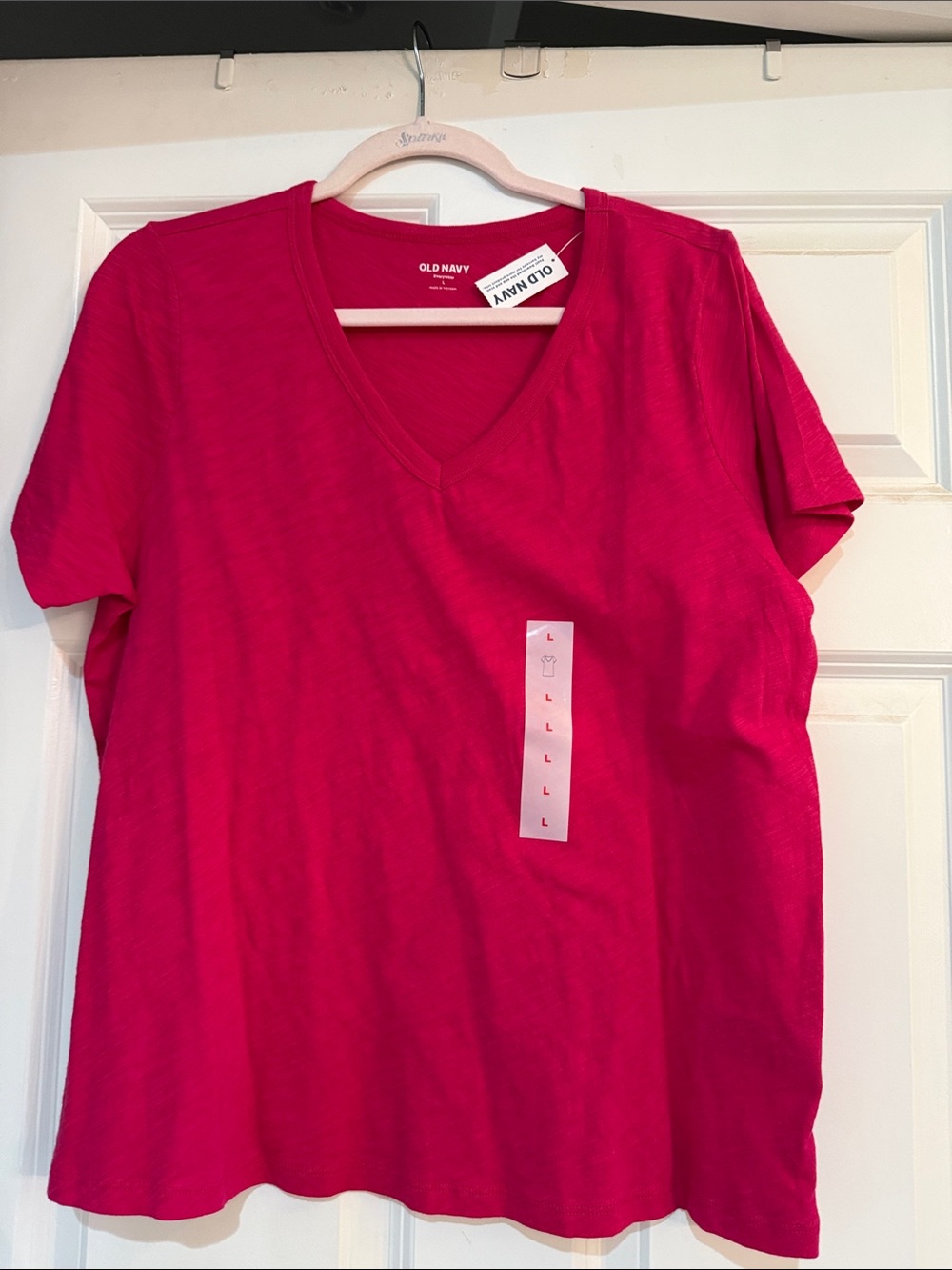 Old Navy Hot Pink V-Neck Short Sleeve Tee